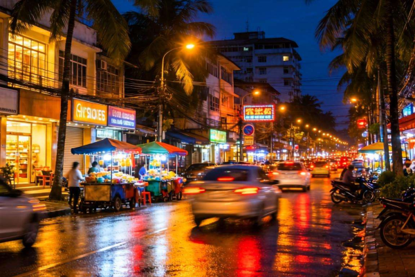 夜晚灯红酒绿：繁华光影交织下的都市声色描摹